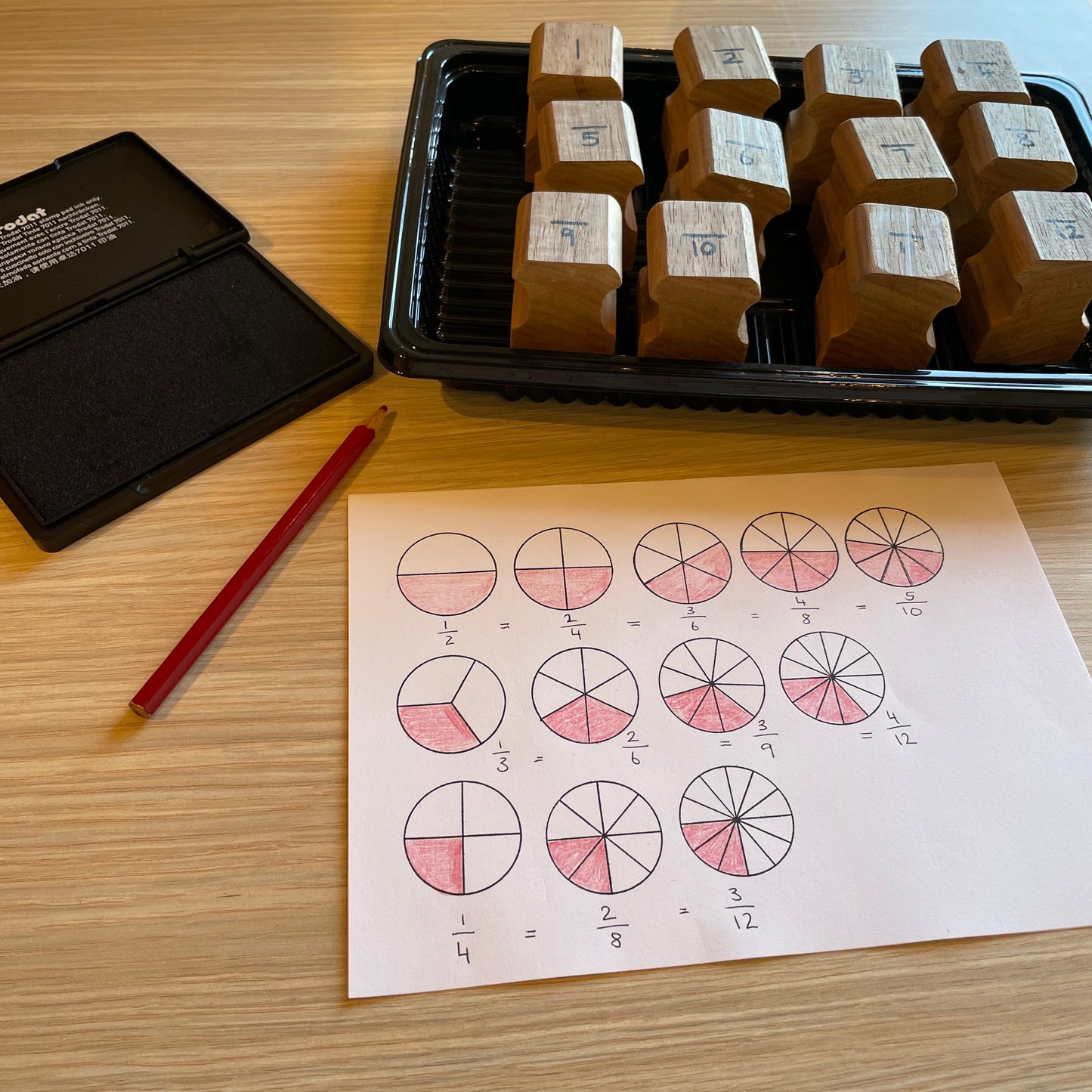 Montessori Fraction Stamps