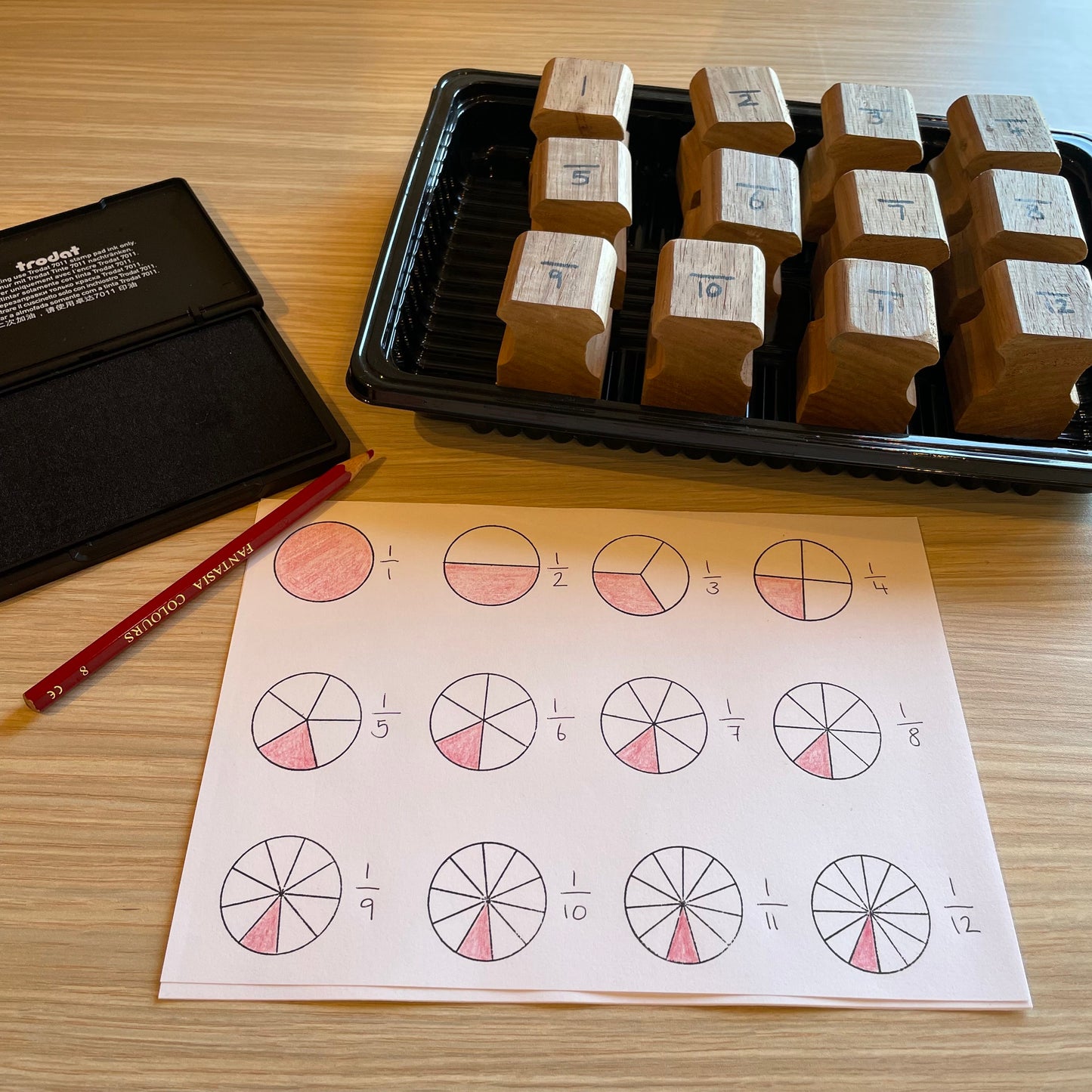 Montessori Fraction Stamps