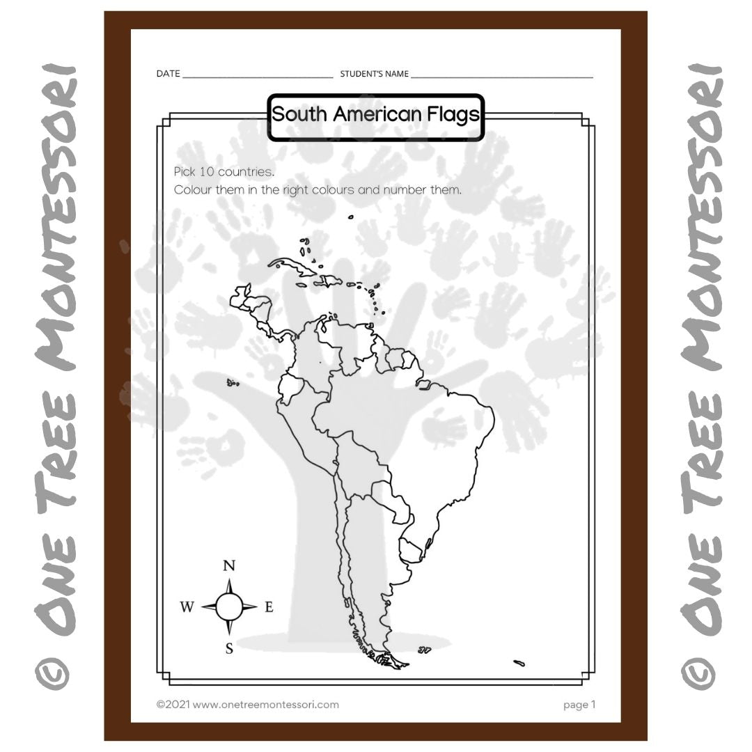 Worksheet: South American Flags - Free for Subscribers