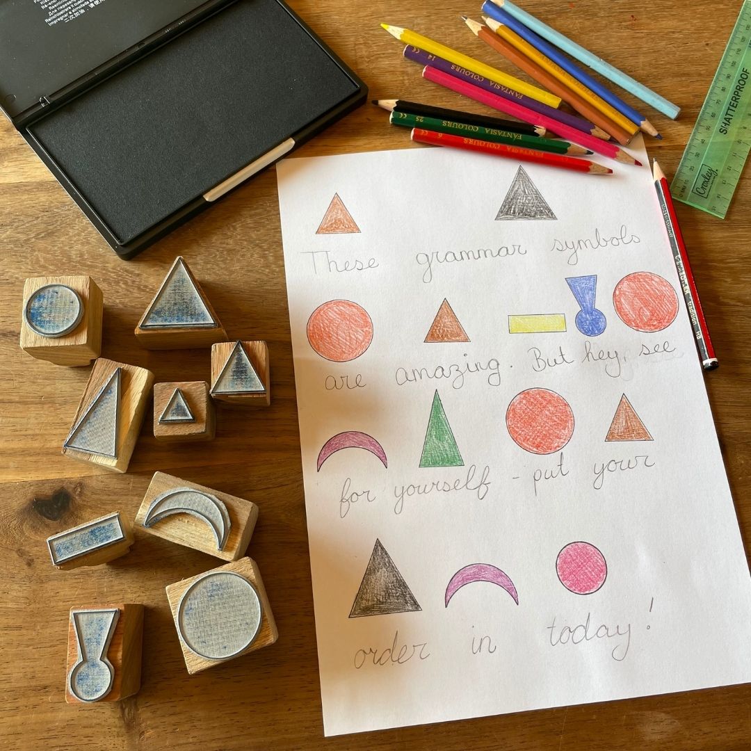 Montessori Stempel: Wortartstempel